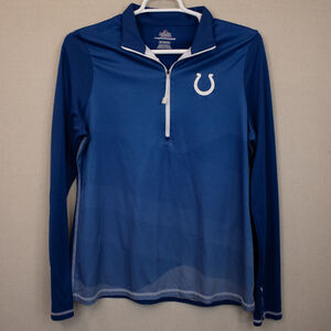 Majestic Thermabase Indianapolis Colts blue long sleeve 1/4 pullover top-2XL